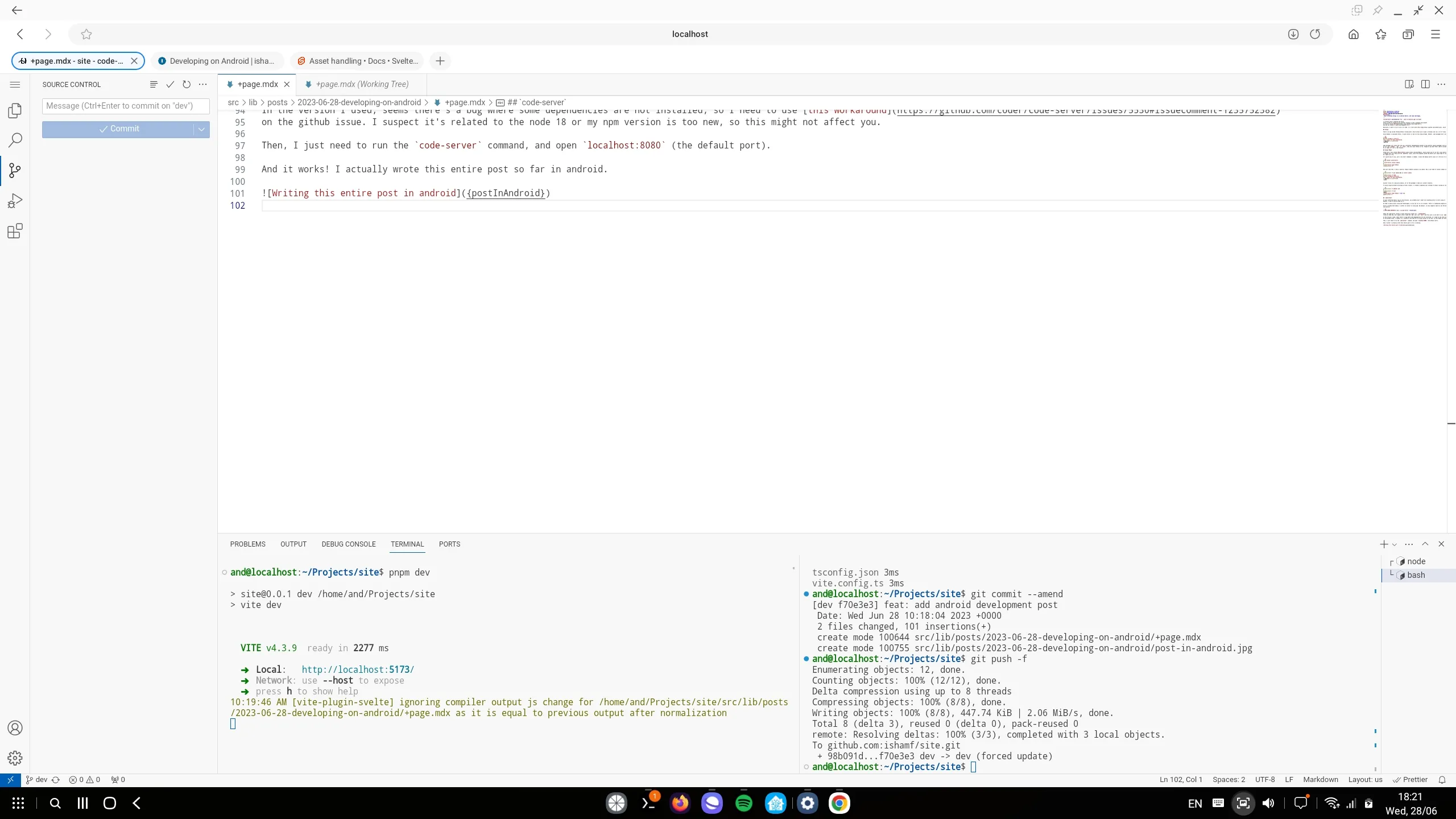 Writing this entire post in android